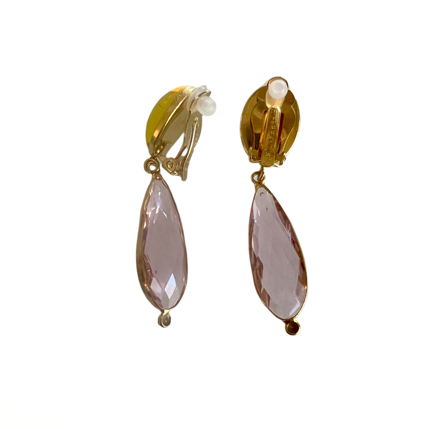 Philipe Ferrandis Yellow and Pink Drop Crystal Earrings