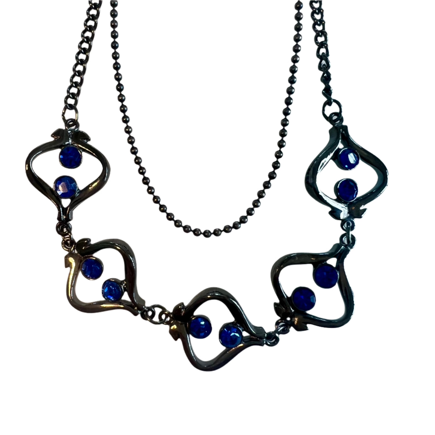 Vintage '80s Blue Swarovski Crystal Chain Necklace