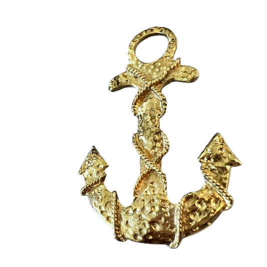 Vintage Gold Metal '80s Anchor Brooch
