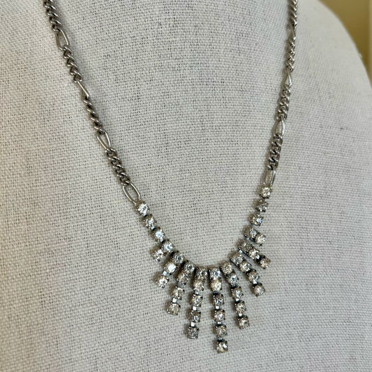 Vintage '80s Unique Rhinestone Chain Necklace