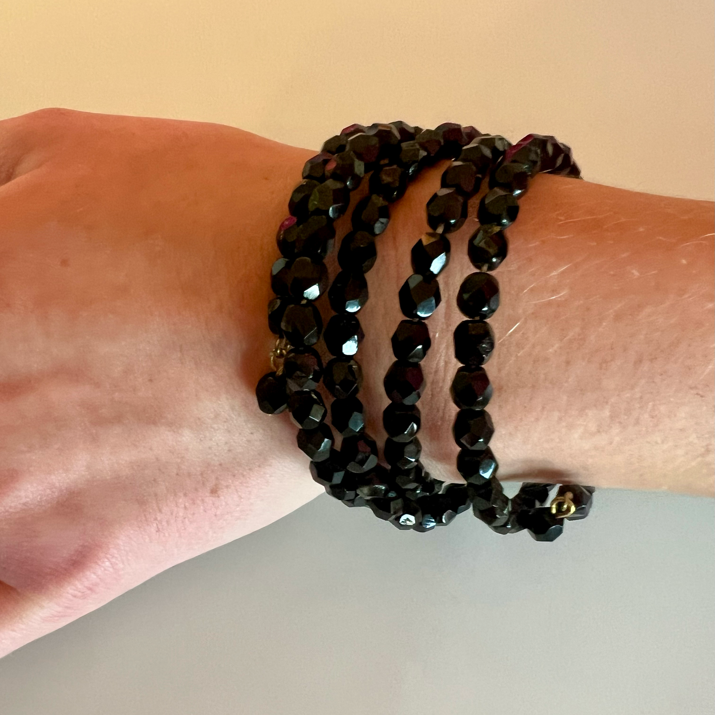 Vintage '80s Black Beaded Bracelet