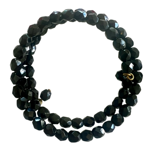 Vintage '80s Black Beaded Bracelet