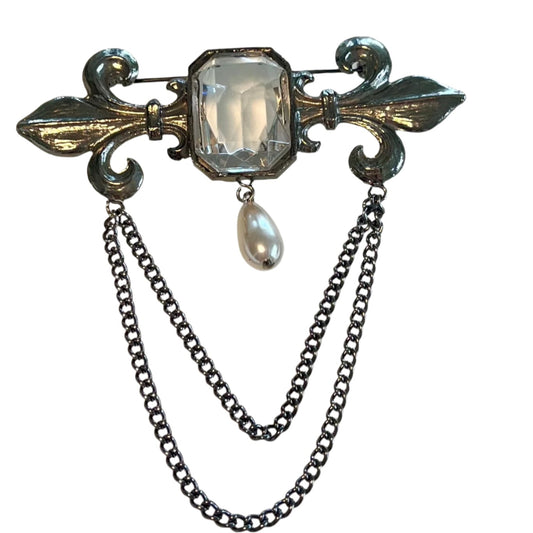 Pearl and Crystal Brooch - Vintage '80s
