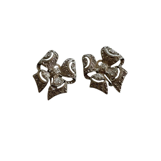 VIntage '80s Silver Bow Earrings