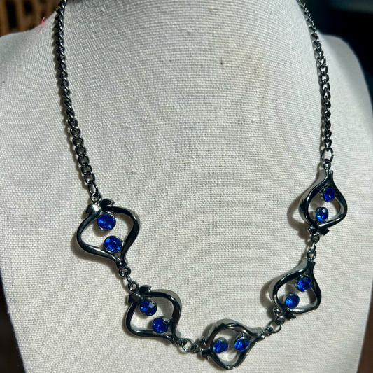 Vintage '80s Blue Swarovski Crystal Chain Necklace