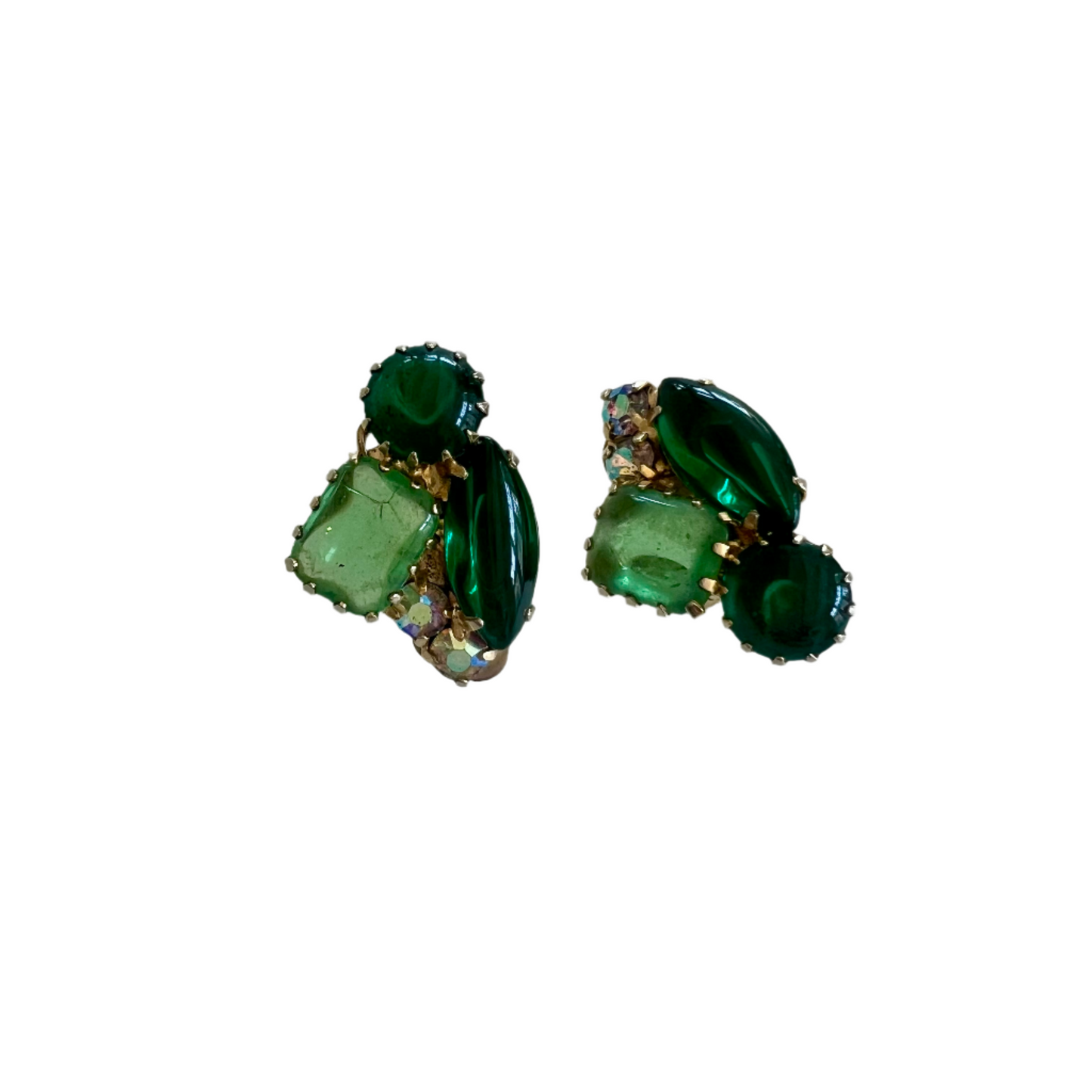 Circa 1950 Vintage Green Cocktail Earrings