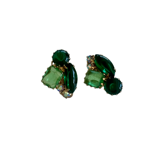Circa 1950 Vintage Green Cocktail Earrings