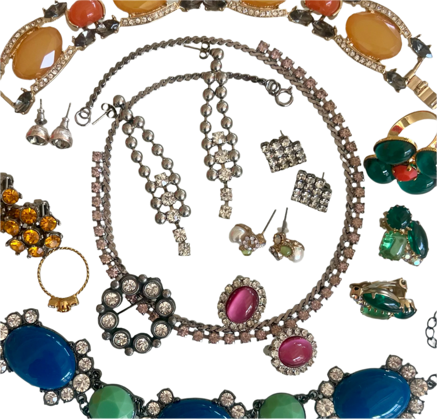 '80s Swarovski Crystal Beaded Drop Earrings