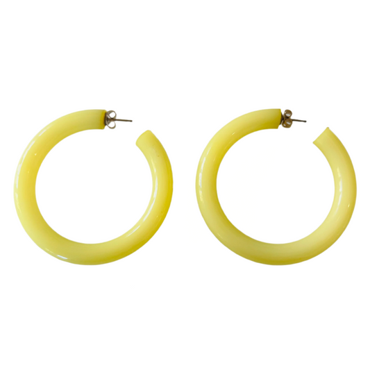 Vintage '80s Acrylic Yellow Hoop Earrings